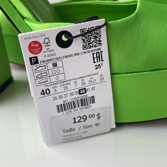 Zara NWT 90s neon green platform Mary Jane square toe 9 - Picture 7 of 11